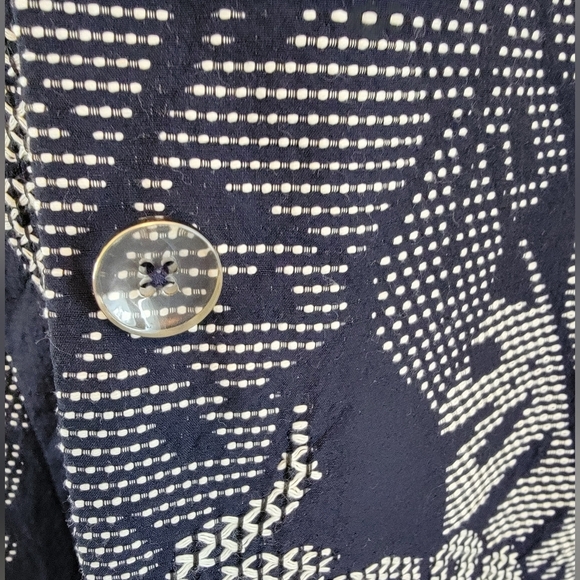 J. McLaughlin Womens Navy Blue And White Hester Raffia Palm Leaf Jacket Size XL - Picture 7 of 13